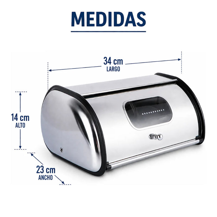 Panera Metálica Vintage Retro Acero Inoxidable Mediana