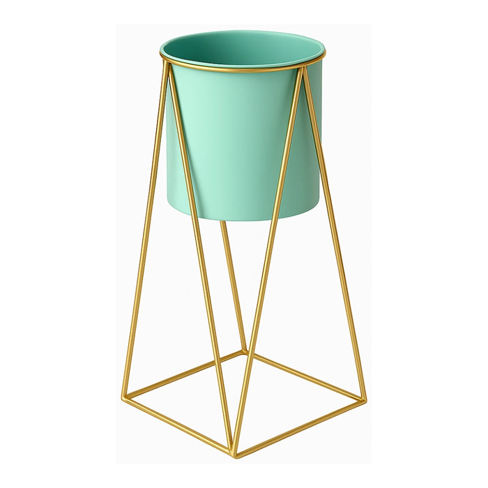 Pedestal Porta Macetero Deco Verde Agua Tamaño Grande