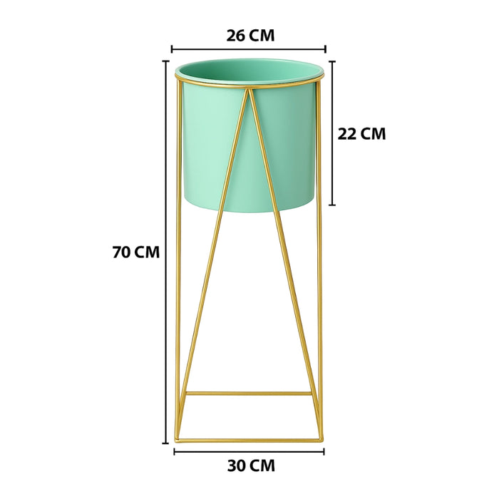 Pedestal Porta Macetero Deco Verde Agua Tamaño Grande
