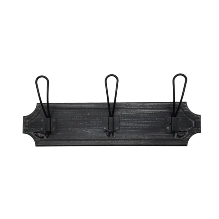 Perchero 3 Ganchos Doble Colgadores De Madera Ropa Negro - Fliperex