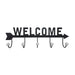 Perchero De Pared 5 Ganchos Metalico Negro Diseño Welcome - Fliperex