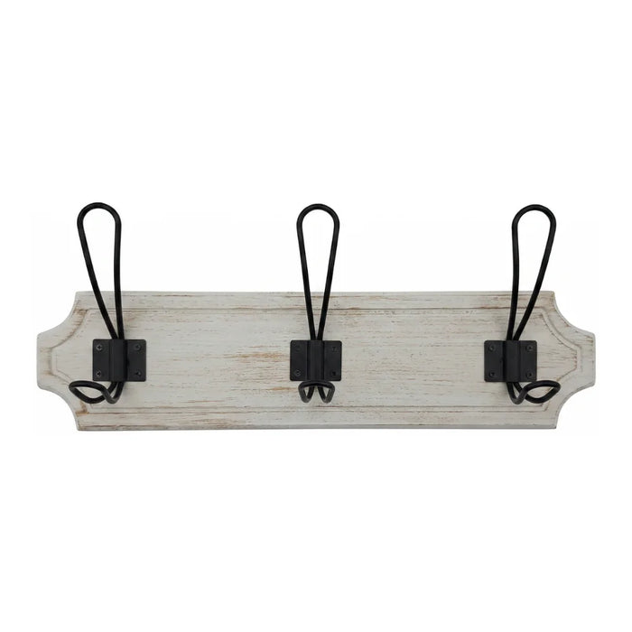 Perchero 3 Ganchos Doble Colgadores De Madera Ropa Blanco