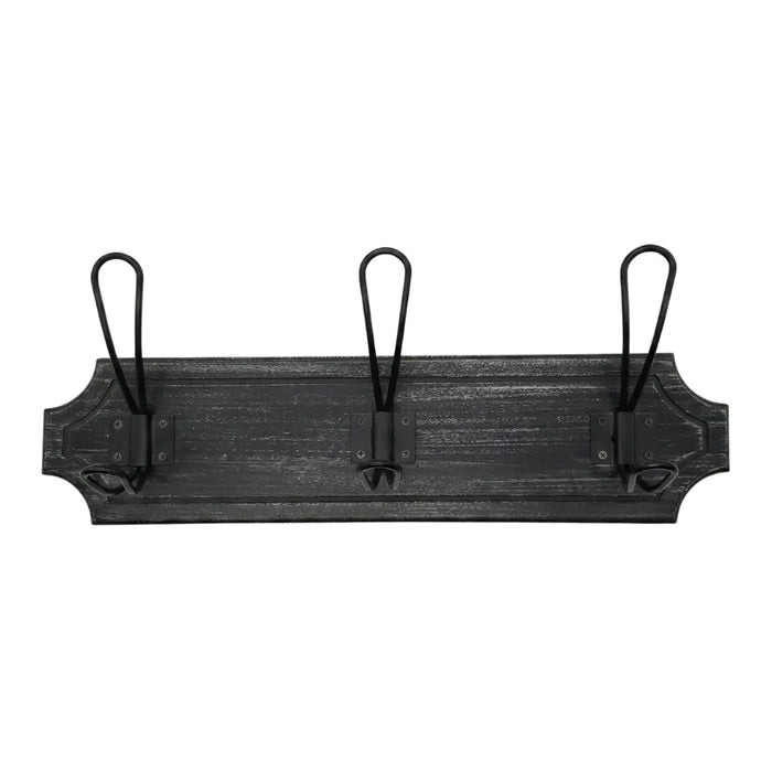 Perchero 3 Ganchos Doble Colgadores De Madera Ropa Negro