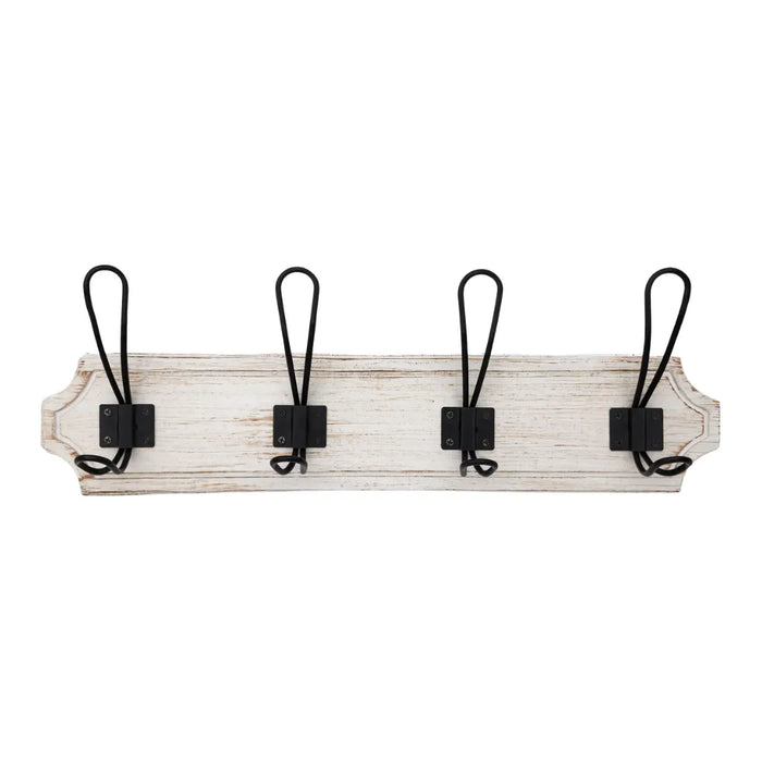 Perchero De Pared Colgador Vintage 4 Ganchos Dobles Blanco