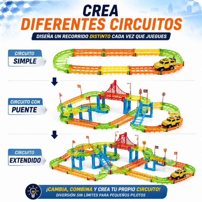 Pista De Autos Con Rieles Para Armar Juego Infantil Completo