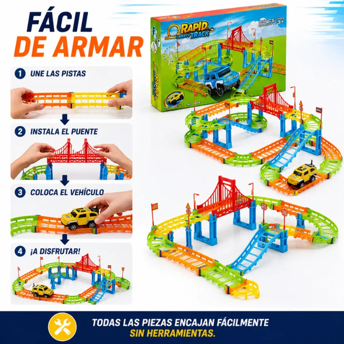 Pista De Autos Con Rieles Para Armar Juego Infantil Completo