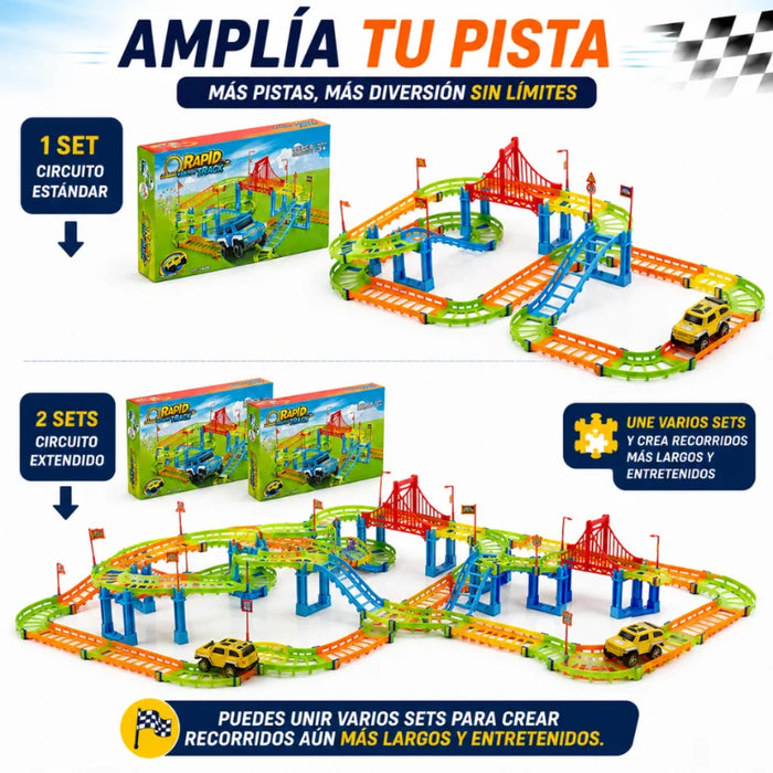 Pista De Autos Con Rieles Para Armar Juego Infantil Completo