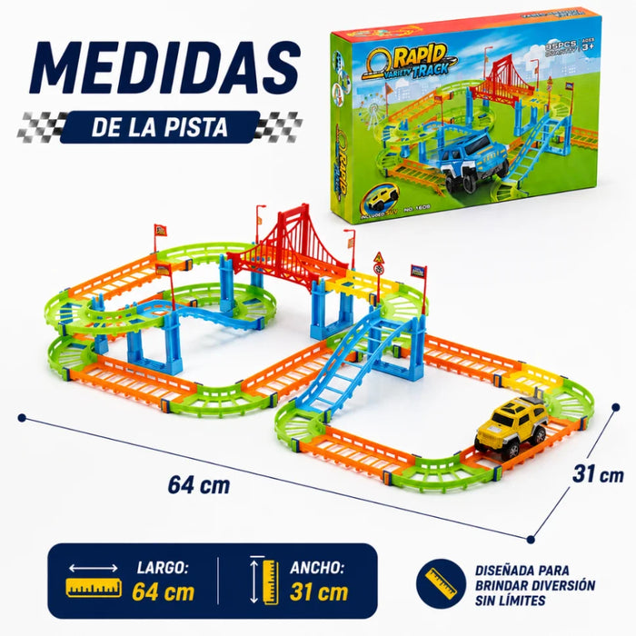 Pista De Autos Con Rieles Para Armar Juego Infantil Completo