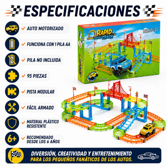 Pista De Autos Con Rieles Para Armar Juego Infantil Completo