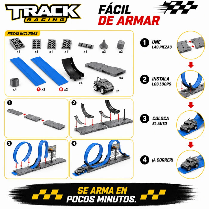 Pista De Autos Loop Con Auto Y Accesorios Infantil