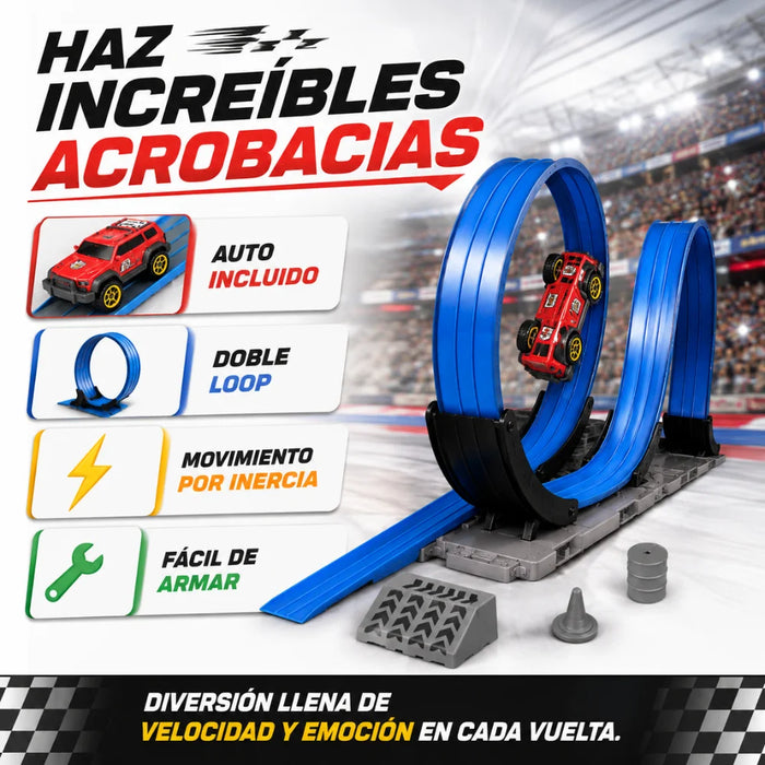 Pista De Autos Loop Con Auto Y Accesorios Infantil