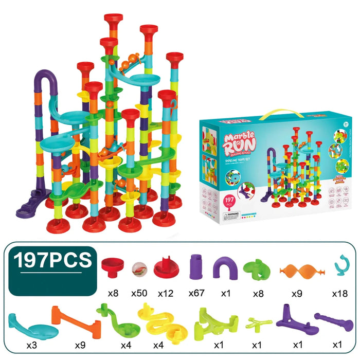 Pista De Bolitas 197 Piezas Bloques De Construccion Tobogan