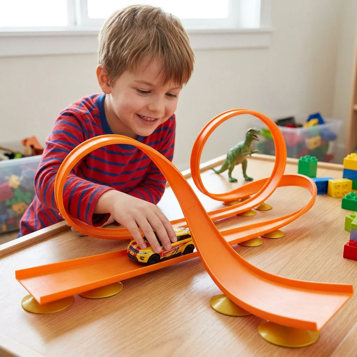 Pista Flexible De Autos Con Ventosas Y Loop 360 Para Niños