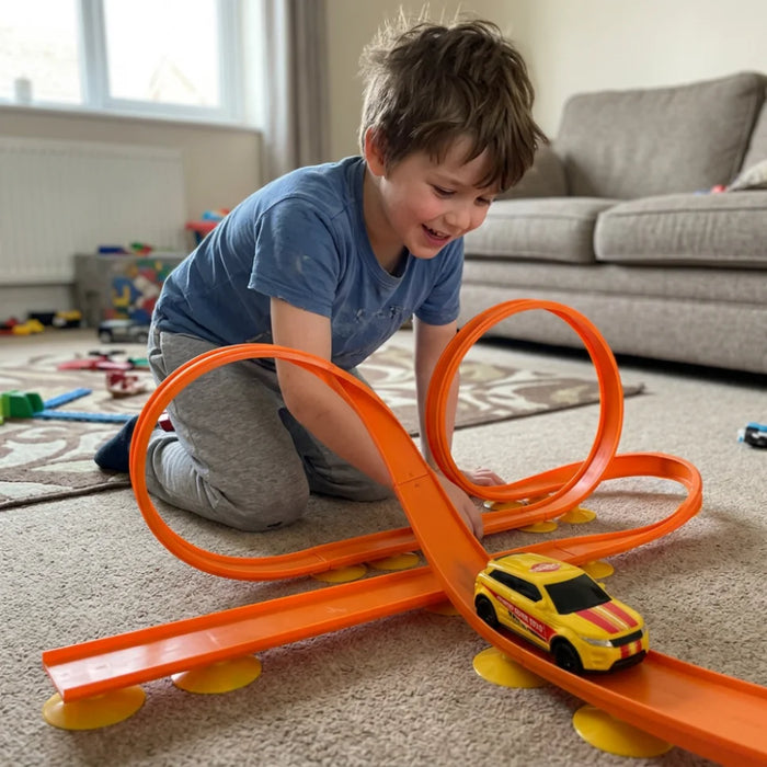 Pista Flexible De Autos Con Ventosas Y Loop 360 Para Niños