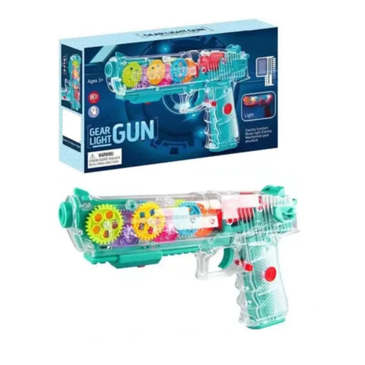 Pistola De Juguete Con Engranaje Luz Y Sonido Transparente - Fliperex