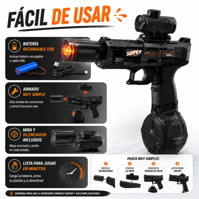 Pistola de Agua Electrica Automatica Alta Potencia Luz Led