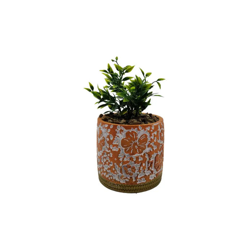 Planta Artificial Macetero Cerámica Antiguo Vintage Naranjo - Fliperex