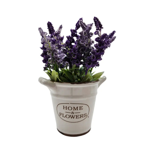 Planta Artificial Macetero Cerámica Home And Flowers Morado - Fliperex