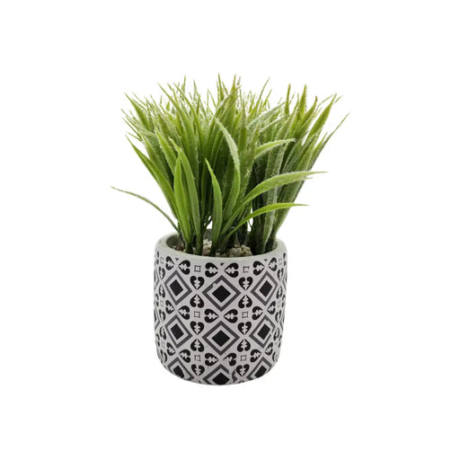 Planta Artificial Macetero Cerámica Vintage Plantita Verde - Fliperex