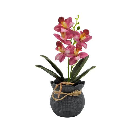 Planta Artificial Orquidea Decorativa Rosada Maceta Resina - Fliperex