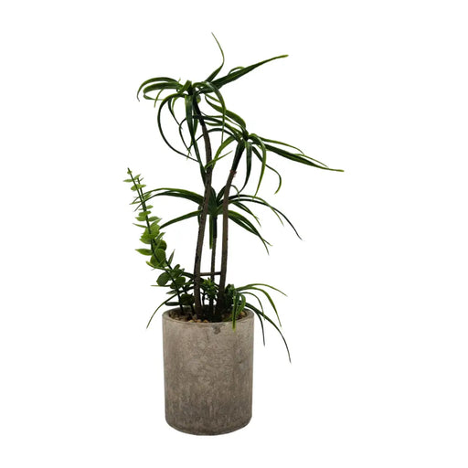 Planta Artificial Tropical Macetero Ceramica Gris - Fliperex