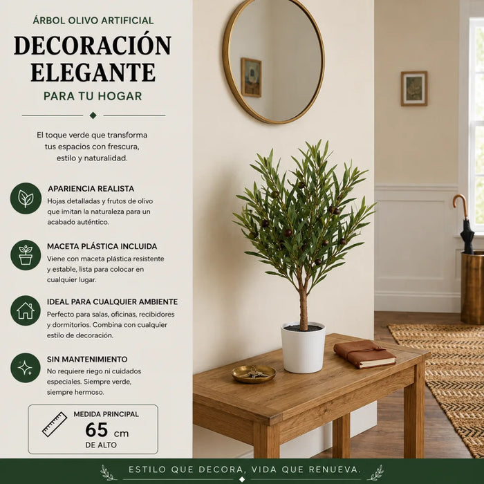 Planta Artificial Arbol Olivo Verde Decoracion Hogar Maceta