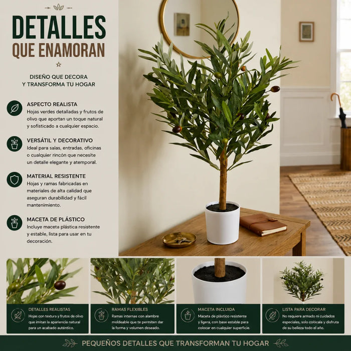 Planta Artificial Arbol Olivo Verde Decoracion Hogar Maceta