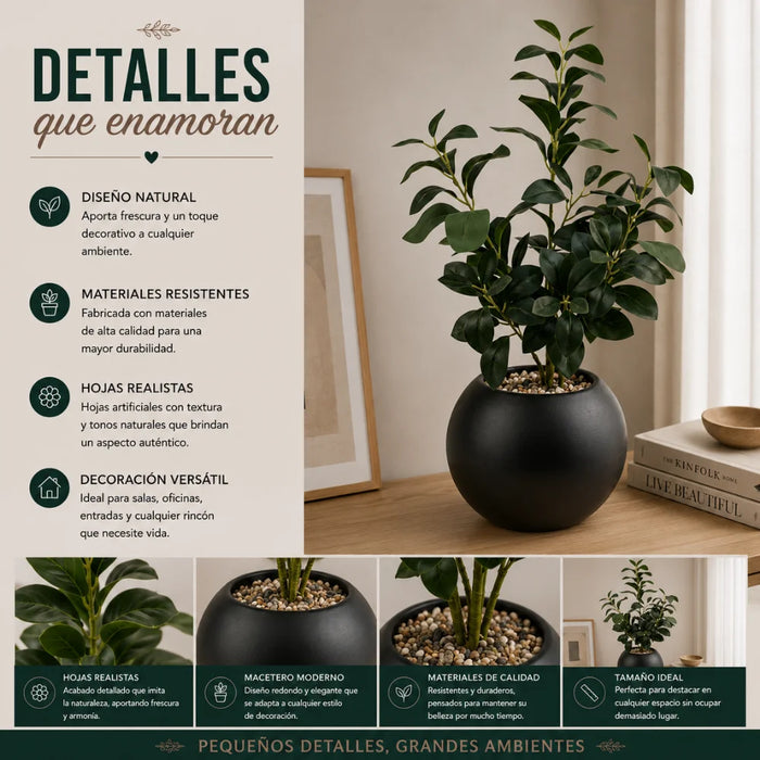 Planta Artificial Ficus Decorativa Maceta Decoracion Hogar