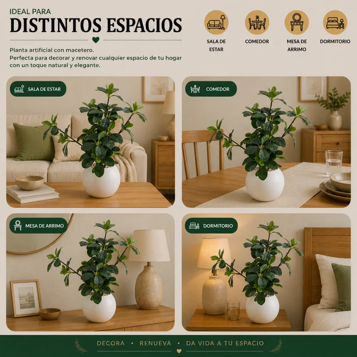 Planta Artificial Ficus Decorativa Maceta Decoracion Hogar