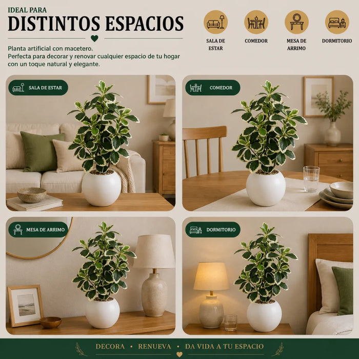 Planta Artificial Ficus Decorativa Maceta Decoracion Hogar