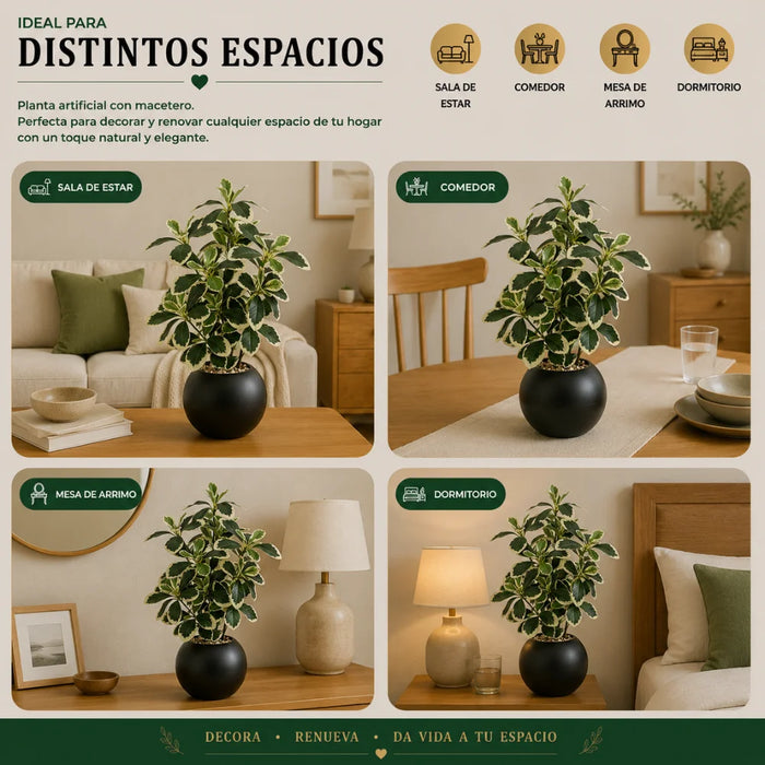 Planta Artificial Ficus Decorativa Maceta Decoracion Hogar