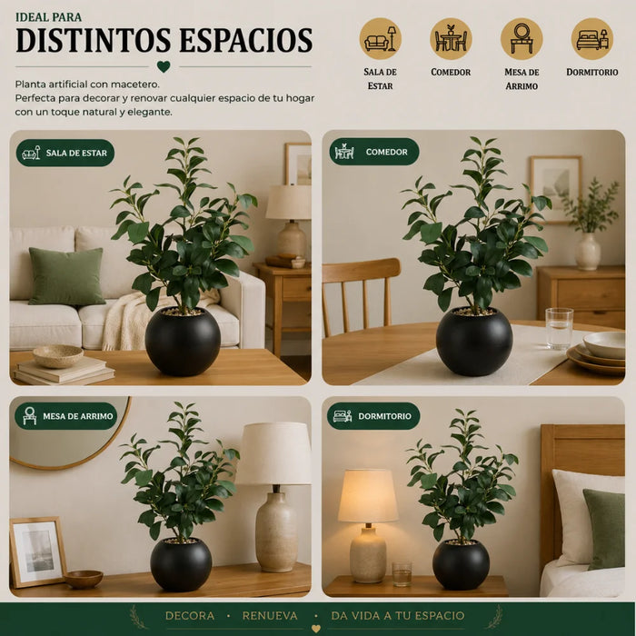 Planta Artificial Ficus Decorativa Maceta Decoracion Hogar