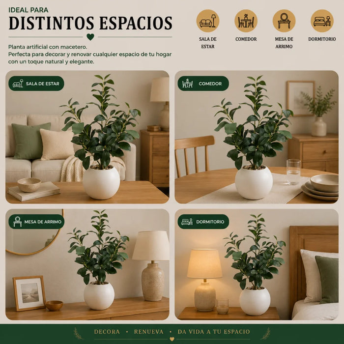 Planta Artificial Ficus Decorativa Maceta Decoracion Hogar