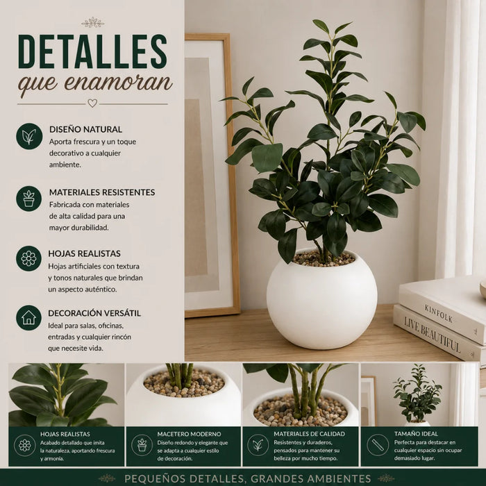 Planta Artificial Ficus Decorativa Maceta Decoracion Hogar