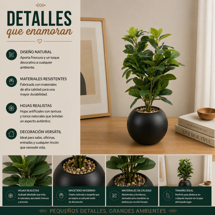 Planta Artificial Ficus Decorativa Maceta Decoracion Hogar