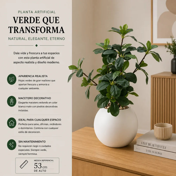Planta Artificial Ficus Decorativa Maceta Decoracion Hogar