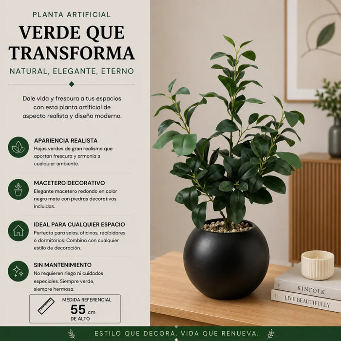 Planta Artificial Ficus Decorativa Maceta Decoracion Hogar