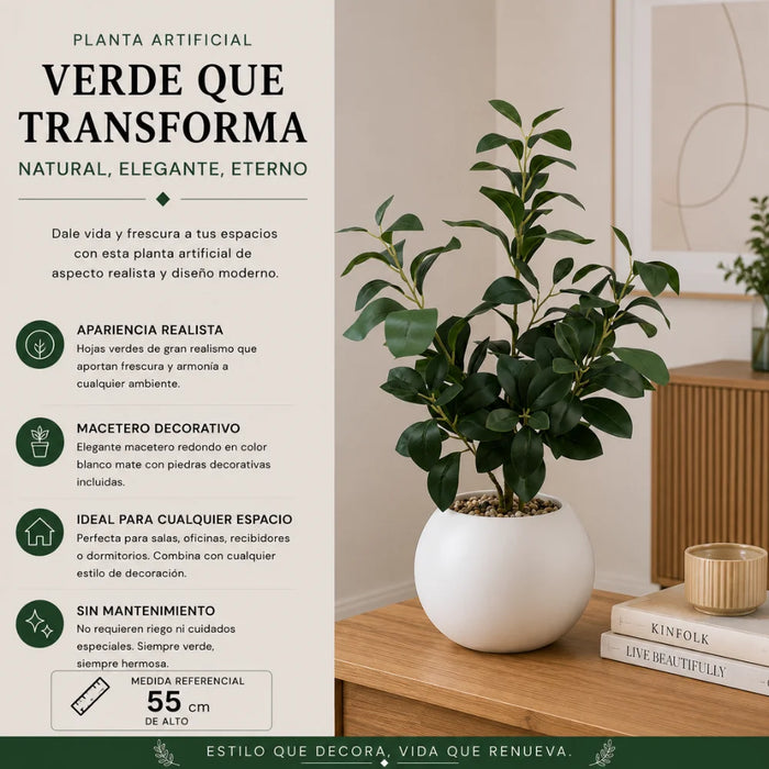 Planta Artificial Ficus Decorativa Maceta Decoracion Hogar