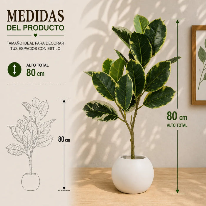Planta Artificial Ficus Elastica Variegado Decoracion Hogar