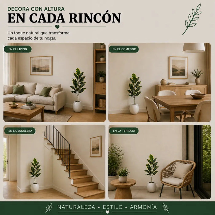 Planta Artificial Ficus Elastica Variegado Decoracion Hogar