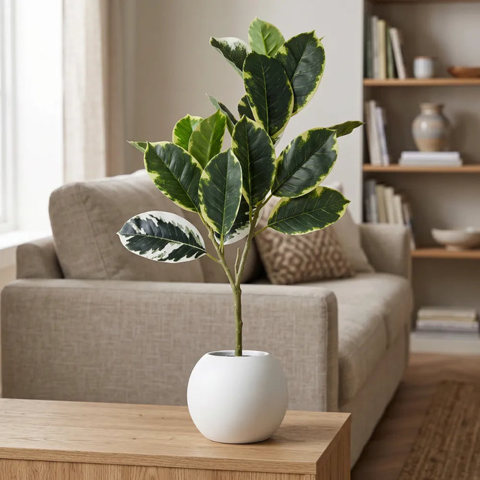 Planta Artificial Ficus Elastica Variegado Decoracion Hogar