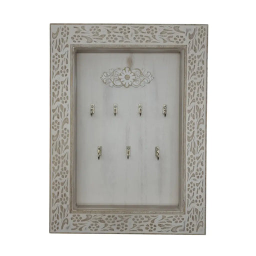 Porta Llave De Madera Cuadro Colgador Para Llaves 7 Ganchos - Fliperex