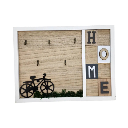 Porta Llaves De Madera 5 Ganchos Cuadro Color Blanco Decora - Fliperex