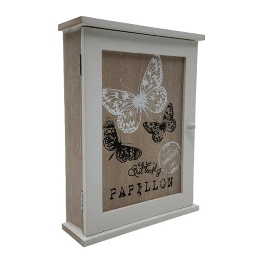 Porta Llaves De Madera Mariposas 6 Ganchos Cuadro Colgador - Fliperex