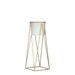 Porta Macetero Pedestal Maceta Plantas Blanco Dorado Mediano - Fliperex