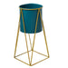 Porta Macetero Pedestal Maceta Plantas Verde Dorado - Fliperex