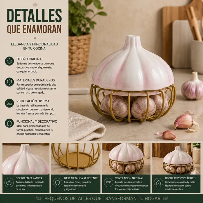 Porta Ajos Decorativo Caja Para Ajos Organizador Cocina
