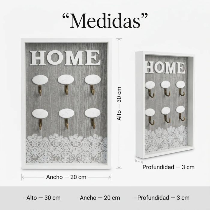 Porta Llave De Madera Cuadro Colgador Decorativo Para Llaves