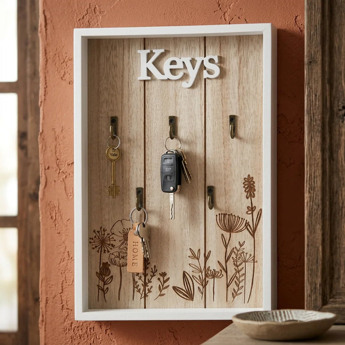 Porta Llave De Madera Cuadro Colgador Decorativo Para Llaves