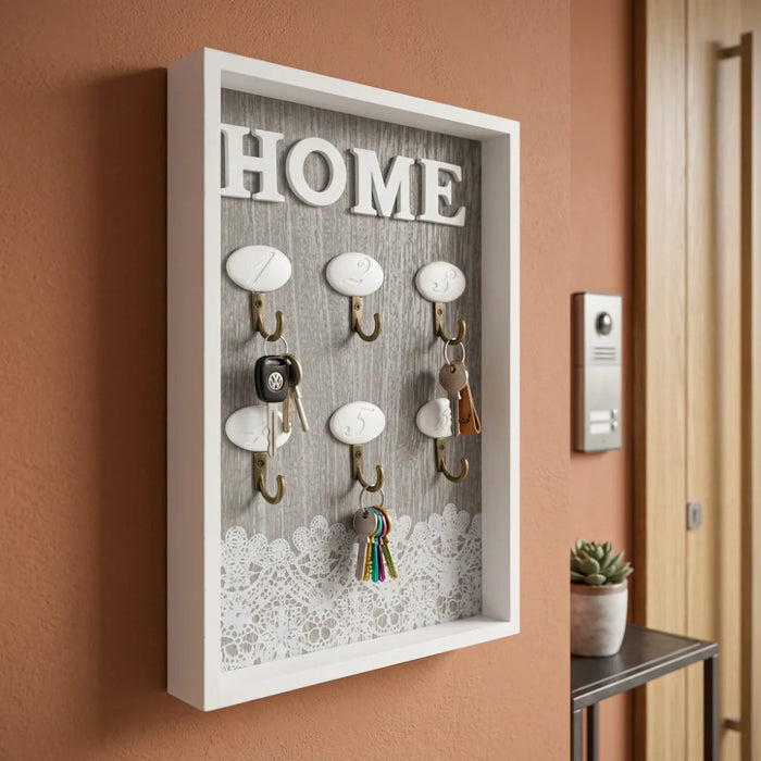 Porta Llave De Madera Cuadro Colgador Decorativo Para Llaves